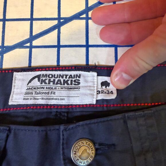 Mountain Khakis AMK Navy Blue Pants Men’s Size 32x34 Straight Slim Tailored Fit - Picture 8 of 10